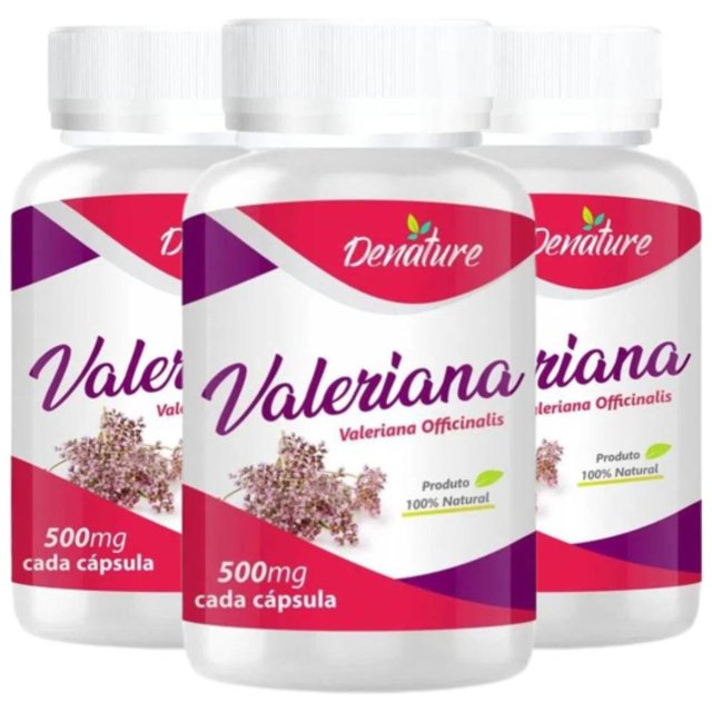 KIT 3X Valeriana 500mg 100 cápsulas - Denature