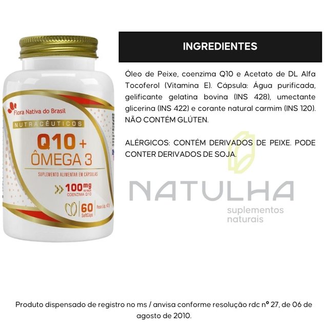 Coenzima Q10 100mg com Ômega 3 60 cápsulas - Flora Nativa