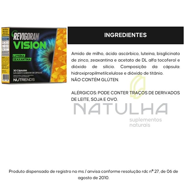 Revigoran Vision ( Luteína, Zeaxantina e Vitaminas) 30 cápsulas - Nutrends