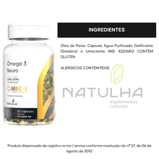 KIT 2X Ômega 3 NEURO MEG-3® 20% EPA / 50% DHA 60 Softgels - Natulha