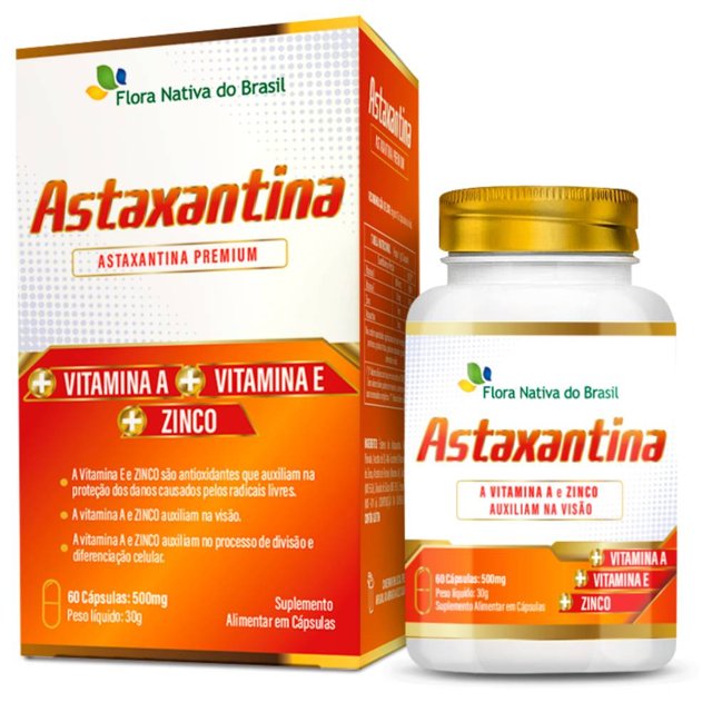 Astaxantina Premium com Vitamina A, C e Zinco 60 cápsulas - Flora Nativa
