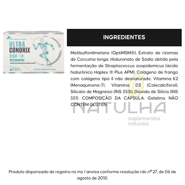 COLÁGENO TIPO II + CURCUMA + ÁCIDO HIALURÔNICO + VITAMINA D3 + MSM