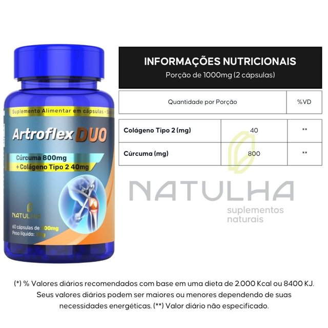 ArtroFlex DUO (Cúrcuma + Colágeno tipo II ) 60 cápsulas - Natulha