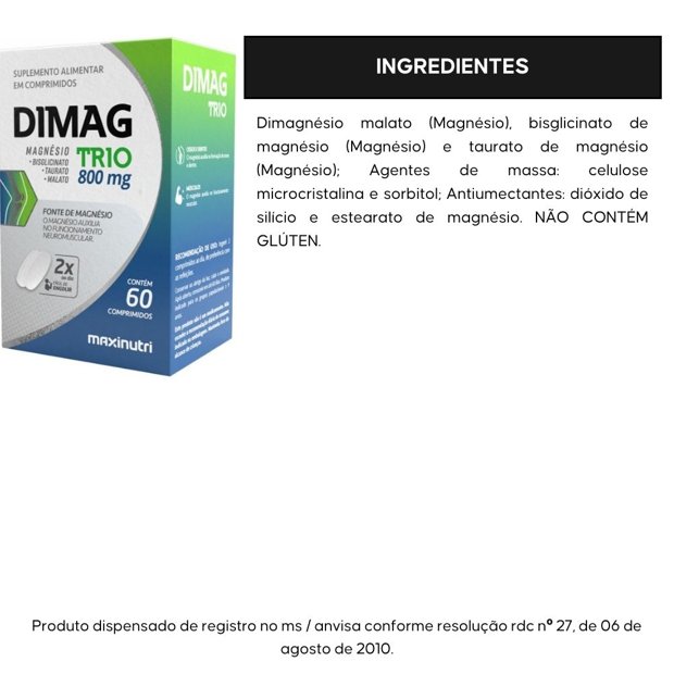 Dimag TRIO (blend de magnésio) 60 comprimidos - Maxinutri | Natulha