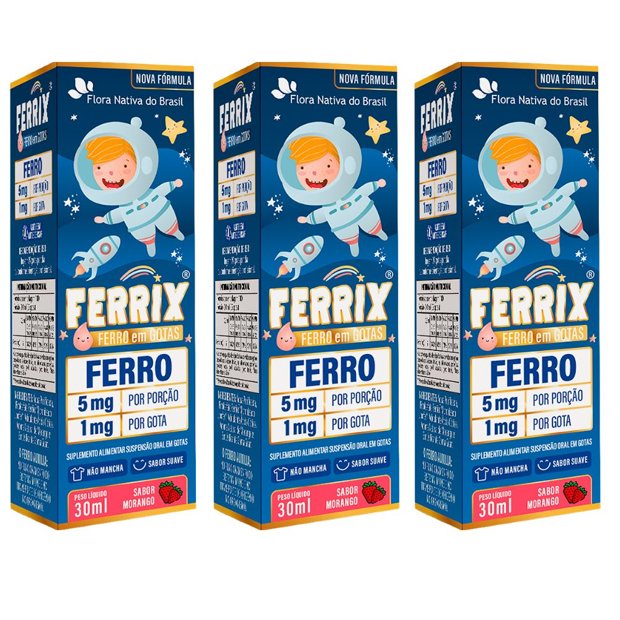 KIT 3X FERRIX (Ferro infantil) 30ml - Flora Nativa | Natulha