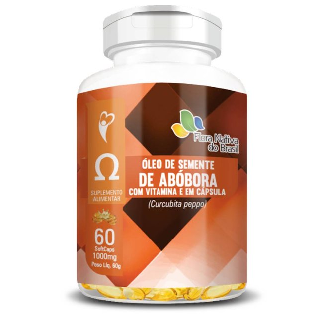 óleo De Abóbora Para Cabelos Óleo de Semente de Abóbora 1000mg 60 cápsulas - Flora Nativa | Natulha