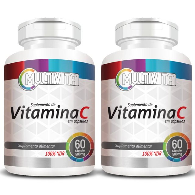 KIT 2X Vitamina C (revestida) 100% IDR 60 cápsulas - Multivita