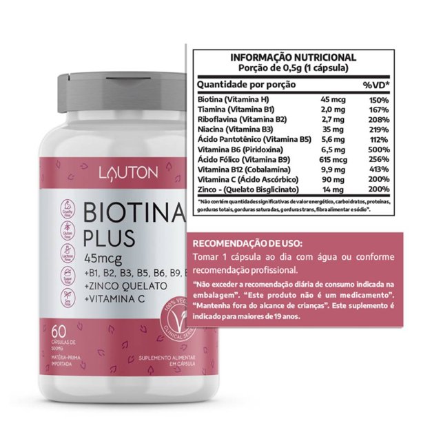 Biotina Plus 60 cápsulas - Lauton Nurition