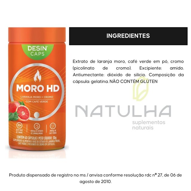 Moro HD ( Laranja Moro + Cromo e Café Verde ) 60 cápsulas - Desinchá
