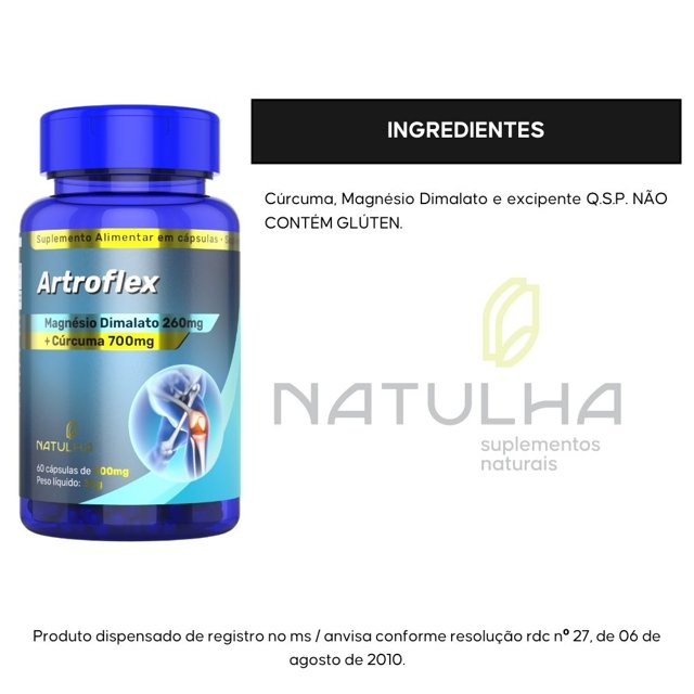 ArtroFlex ( Cúrcuma + Magnésio Dimalato) 60 Cápsulas - Natulha