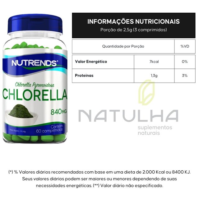 KIT 3X Chlorella 840mg 60 comprimidos - Nutrends