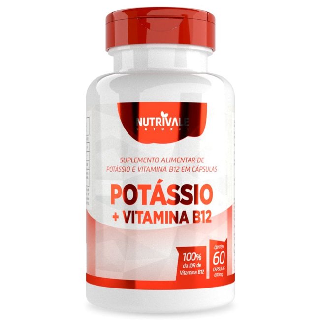 Potássio + Vitamina B12 600mg 60 cápsulas - Nutrivale