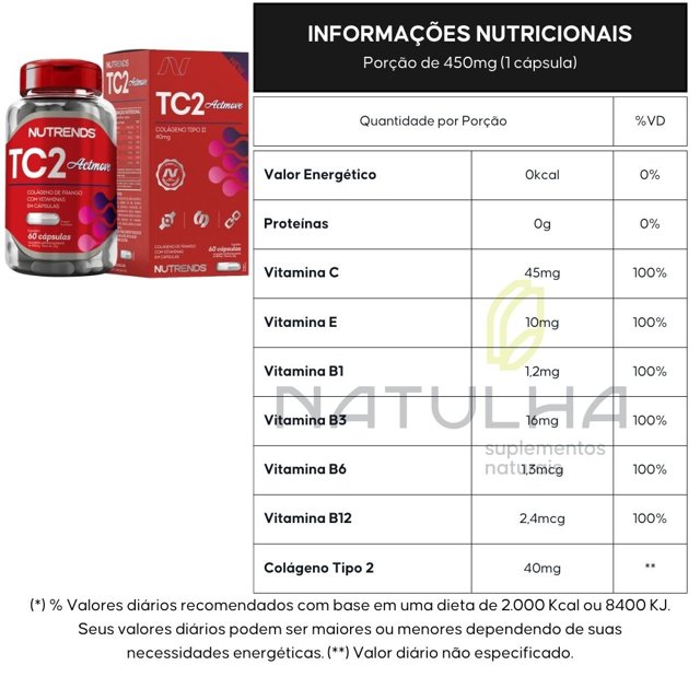 Cartiplan Colágeno Tipo II + Ácido Hialurônico - 30 Cápsulas - Nutrends