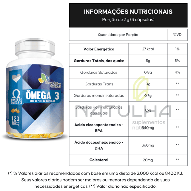 Ômega 3 EPA/DHA 1000mg 120 cápsulas - Flora Nativa