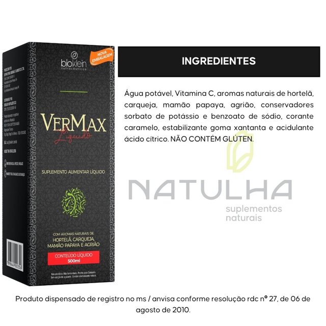 VerMax (Hortelã, carqueja, mamão papaya e agrião) 500ml - Bioklein