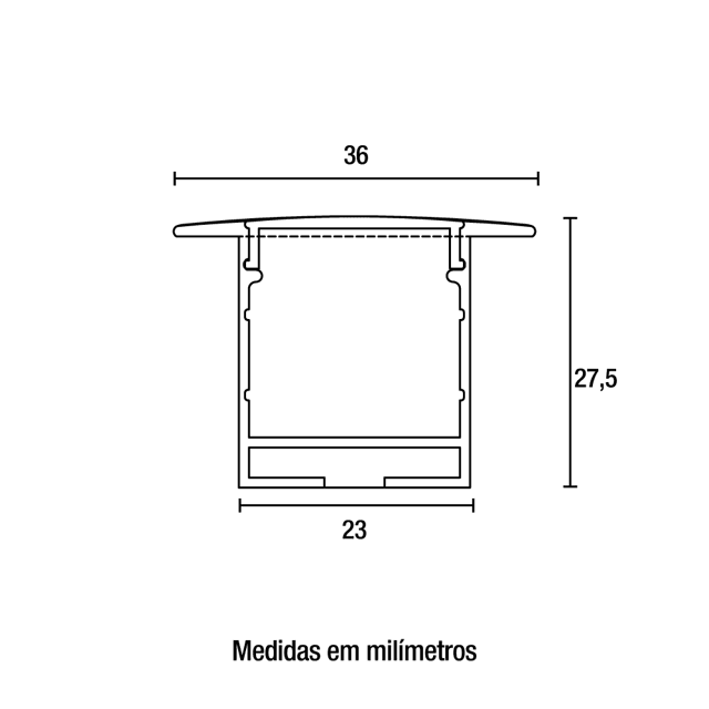 Perfil Line Individual Embutir 36mm 2 Metros Branco Fosco | SinosLed ...