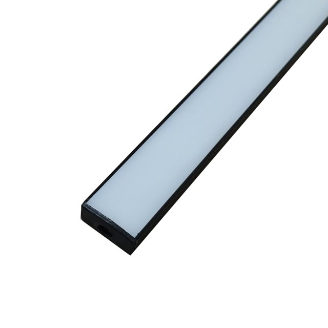 Perfil de Alumínio Preto Sobrepor para LED - 2 Metros