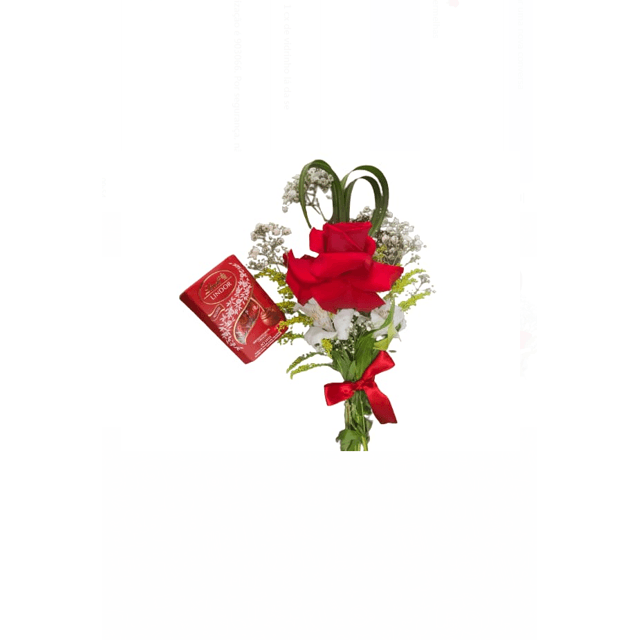 Botão de Rosa Internacional com Lindor Lindt 37g - Presente Sofisticado ...