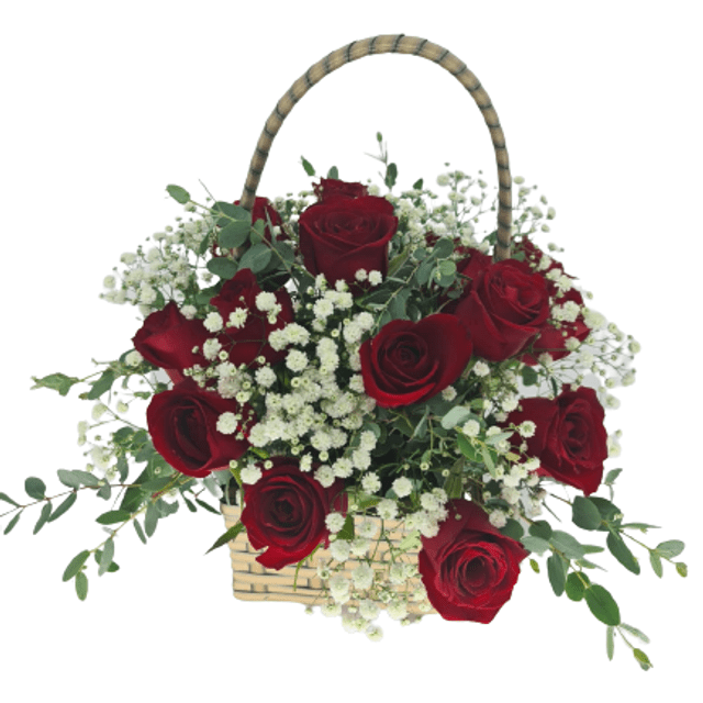 Arranjo na cestinha com rosas vermelhas - Preço Arranjo na cestinha com  rosas vermelhas - Comprar Arranjo na cestinha com rosas vermelhas | Elis  Flores e Presentes Ltda