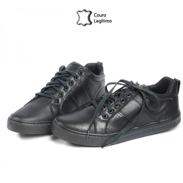 tenis casual masculino couro preto