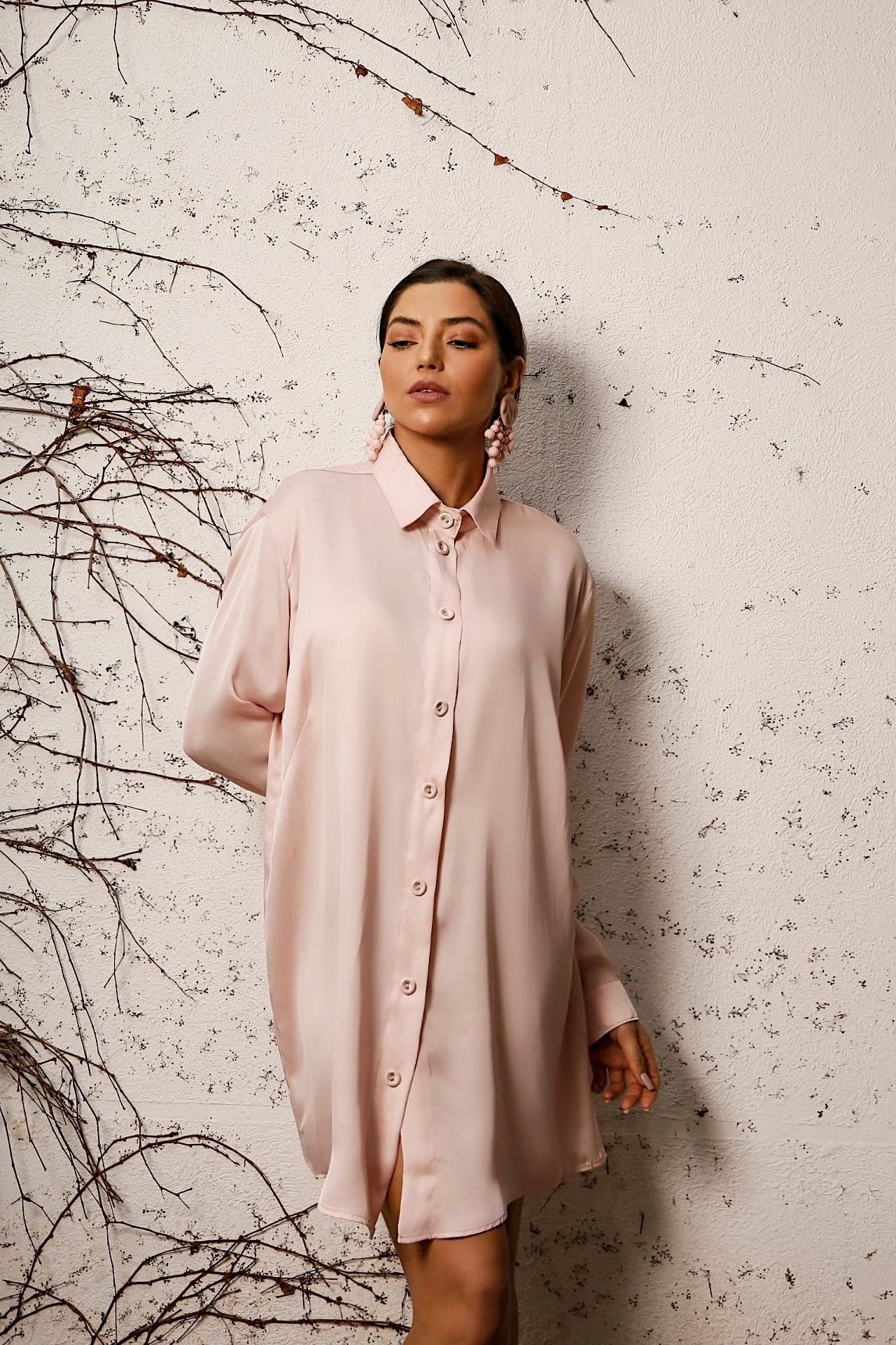 Missguided satin shirt in nude