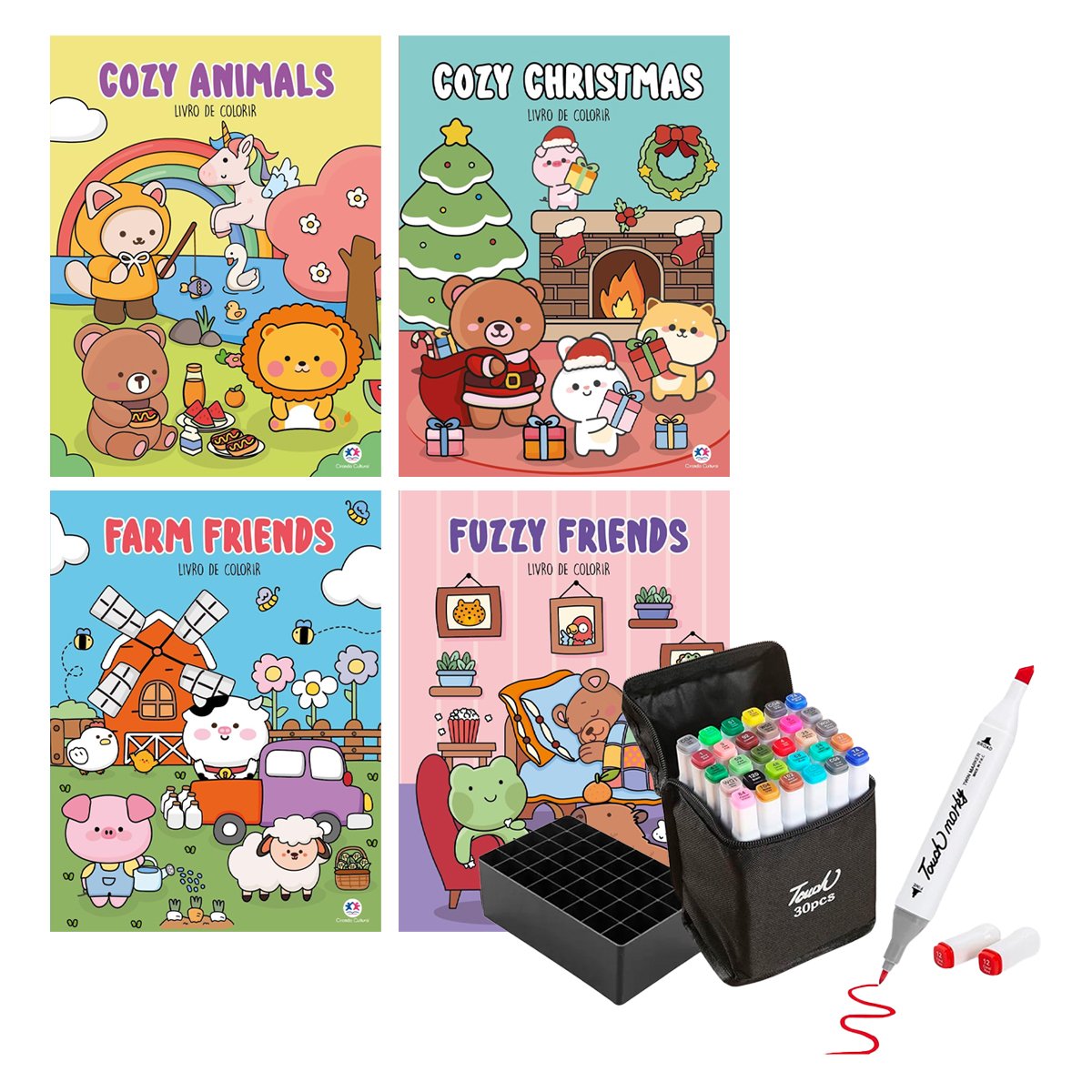 Cozy Animals + Cozy Christmas + Farm Friends + Fuzzy Friends - Livros ...
