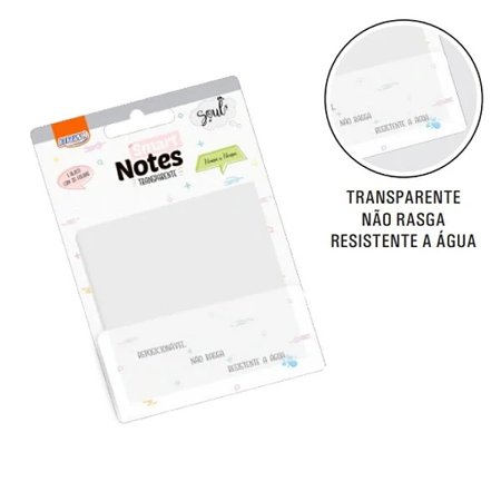 Bloco Adesivo Notes Transparente Brw