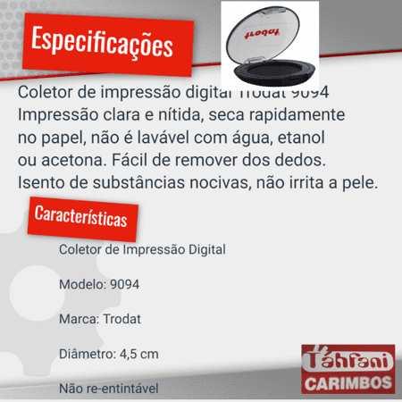 Almofada Coletor De Impressão Digital Trodat 9094