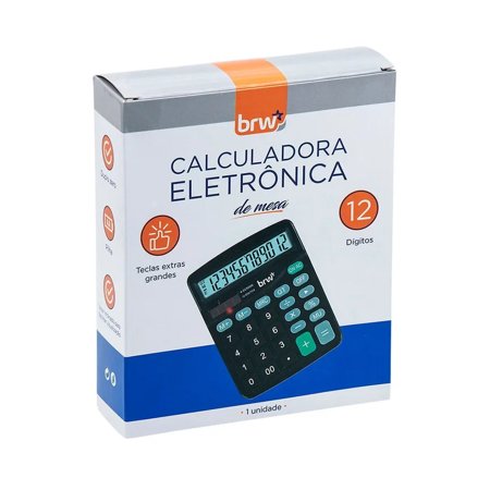 Calculadora Eletrônica de Mesa 12 Dígitos Preto Brw