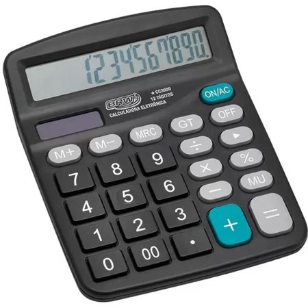 Calculadora Eletrônica de Mesa 12 Dígitos Preto Brw