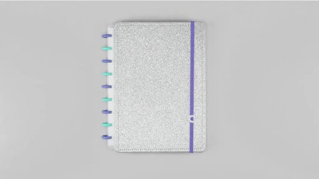 Caderno Inteligente Lets Glitter Silver Médio