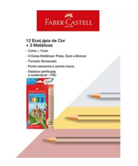 Lápis Cor 12+3 Cores - Faber Castell - Dokassa Distribuidora