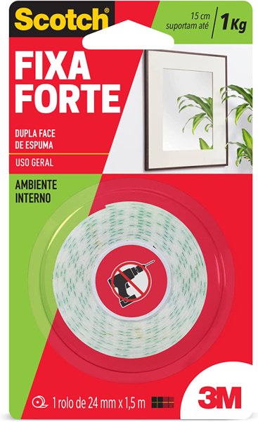 Fixa Forte 3M Scotch Espuma Dupla Face - 24MM x 1,5M