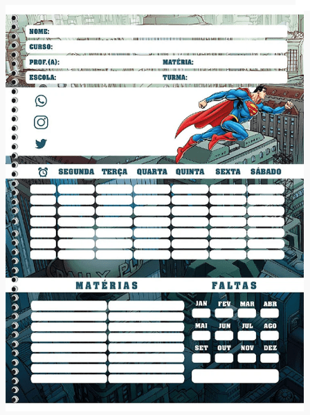 Caderno Universitario 10 Matérias Superman - SD