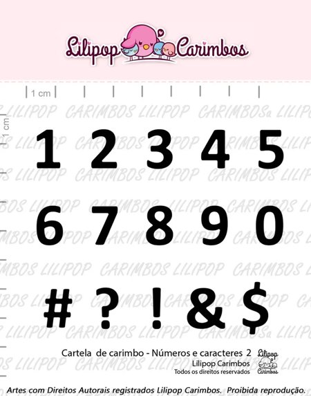 Cartela de Carimbos - "Números e caracteres 2" - Lilipop Carimbos