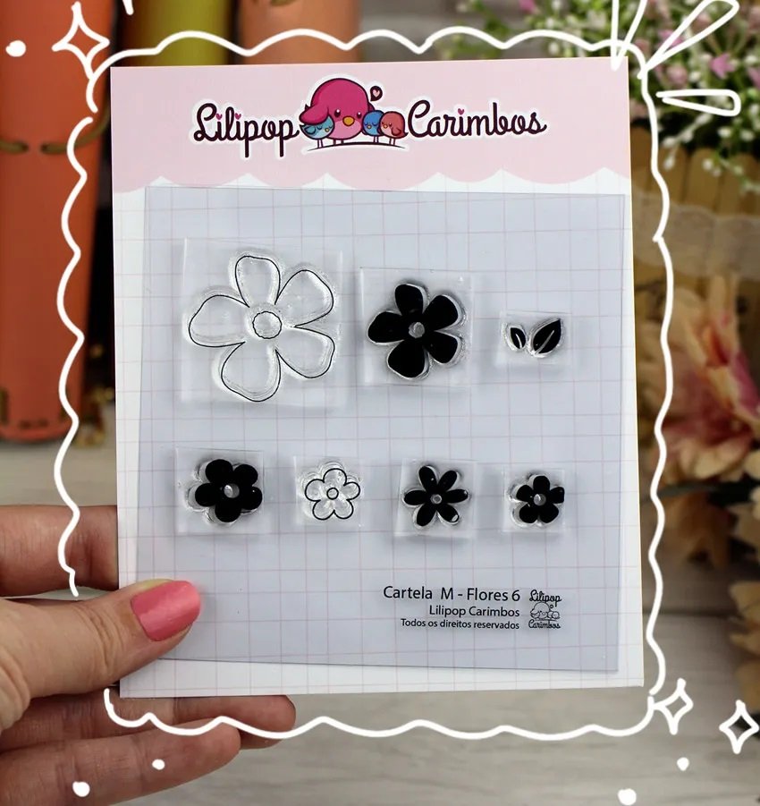 Carimbo Silicone Flores/ Máquina de costurar e botões Lilipop