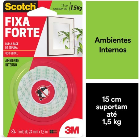 Fixa Forte 3M Scotch Espuma Dupla Face - 24MM x 1,5M