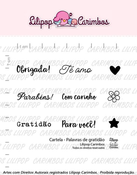 Cartela de Carimbos - "Palavras de Gratidão" - Lilipop Carimbos