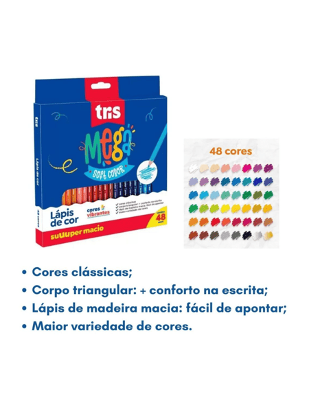 LAPIS DE COR TRIS MEGA SOFT CJ 48 CORES | Brinco, logo existo