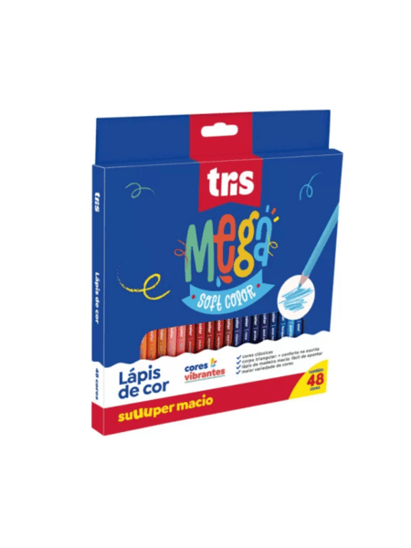 LAPIS DE COR TRIS MEGA SOFT CJ 48 CORES | Brinco, logo existo