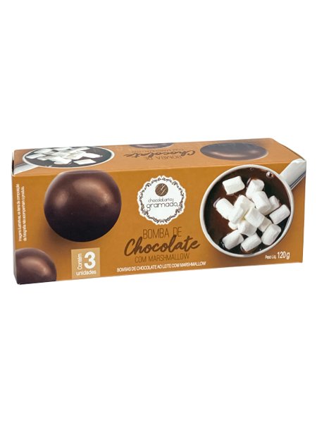 Caixa com 3 Bombas de Chocolate com Marshmallow - 120g