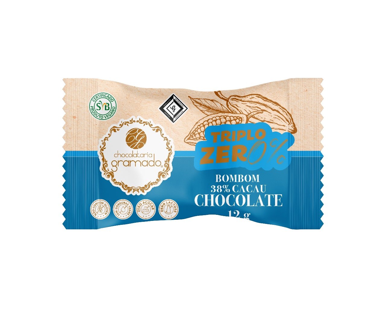 BOMBOM CHOCOLATE AO LEITE ZERO AÇÚCAR/LACTOSE 12g | Chocolataria