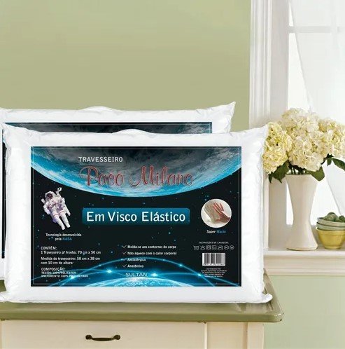 Travesseiro Antialergico Visco Nasa Paco Milano 55x35cm | LOJA