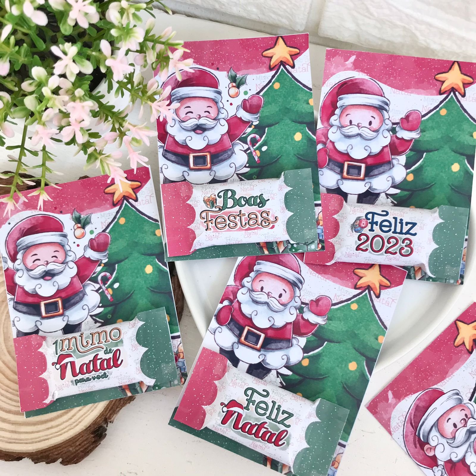 20 Cards de Natal Personalizados + Balas