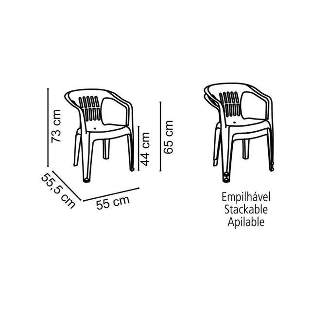 Cadeira Tramontina Atalaia Basic com Braços em Polipropileno Azul -  Tramontina - 92210070
