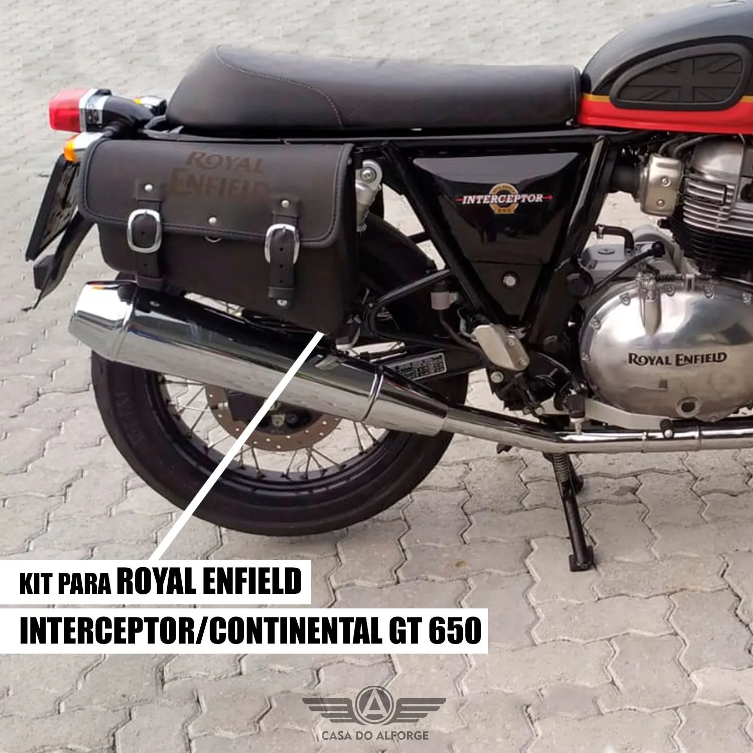 Alforge em Couro para Royal Enfield Interceptor Scram Kawasaki