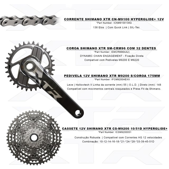 Grupo Shimano Xtr M9100 Deragliatore Xtr 12v Shimano XTR M9100