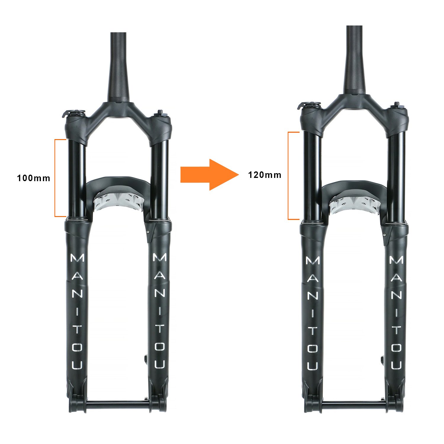 UPGRADE TUNING CURSO DE SUSPENSÃO MANITOU DE 100MM PARA 120MM