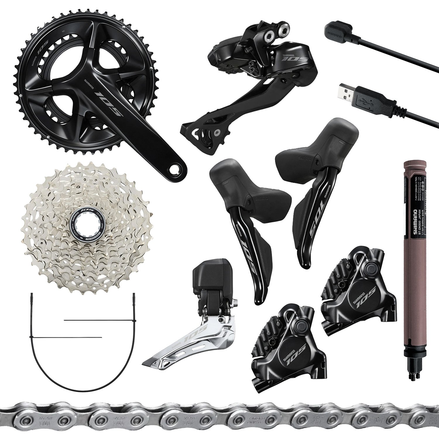 【ジャンク】Shimano 105 Di2 ST-R7170 左右 GRUPO SHIMANO 105 DI2 R7170 2X12V PDV 36/52 172,5MM 11/34