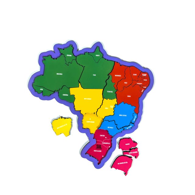 Brinquedo Quebra Cabeça Infantil Mapa Do Brasil Em Madeira, jogo
